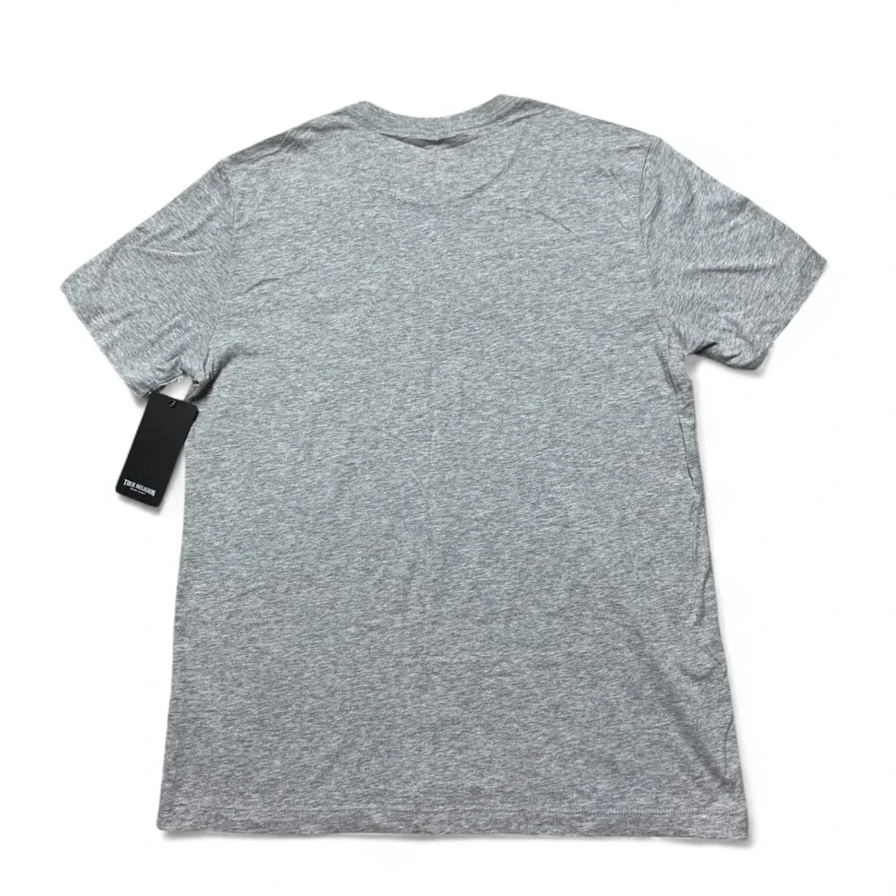 True Religion Buddha Logo Graphic T-Shirt Mens M Heather Gray Crew Old Skool NWT - Picture 2 of 7